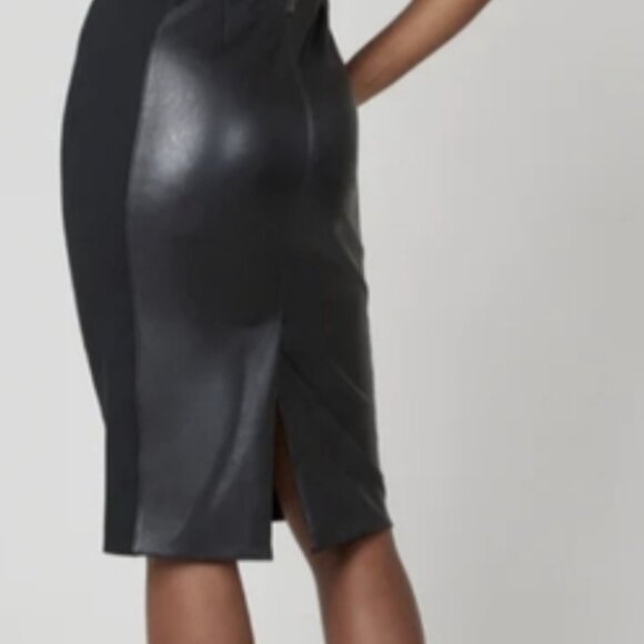 SPANX Black Faux Leather and Knit Midi Dress -Size Large - NWT! - Picture 4 of 11